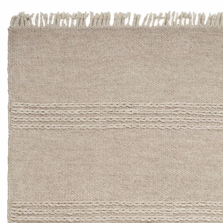 Beige Chain Stitch Hand Woven Wool Indoor Area Rug Photo 3