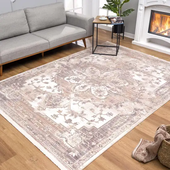 Beige Classic Medallion Area Rug Photo 11