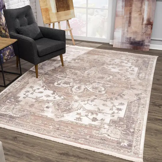 Beige Classic Medallion Area Rug Photo 6