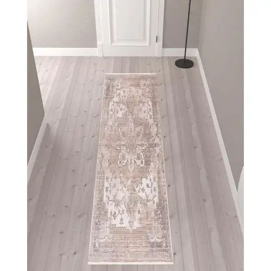 Beige Classic Medallion Runner Rug Photo 3