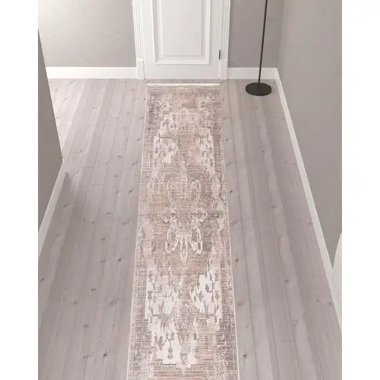 Beige Classic Medallion Runner Rug Photo 3