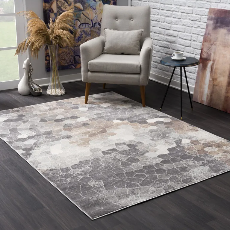 Beige Cobblestone Pattern Area Rug Photo 2