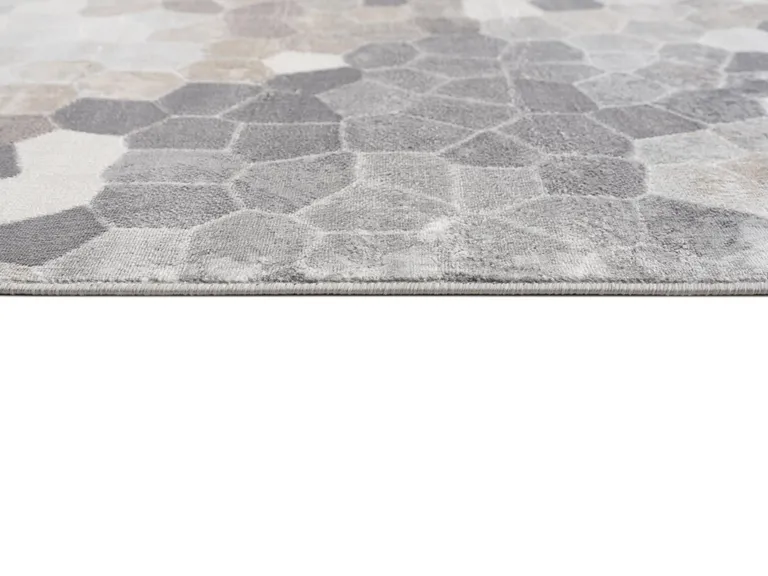 Beige Cobblestone Pattern Runner Rug Photo 3