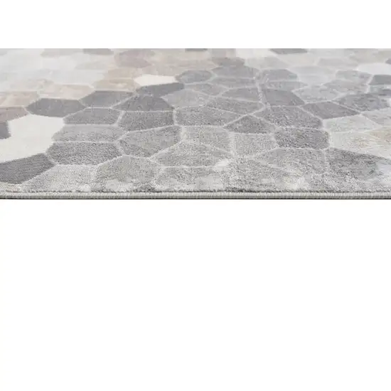 Beige Cobblestone Pattern Runner Rug Photo 3