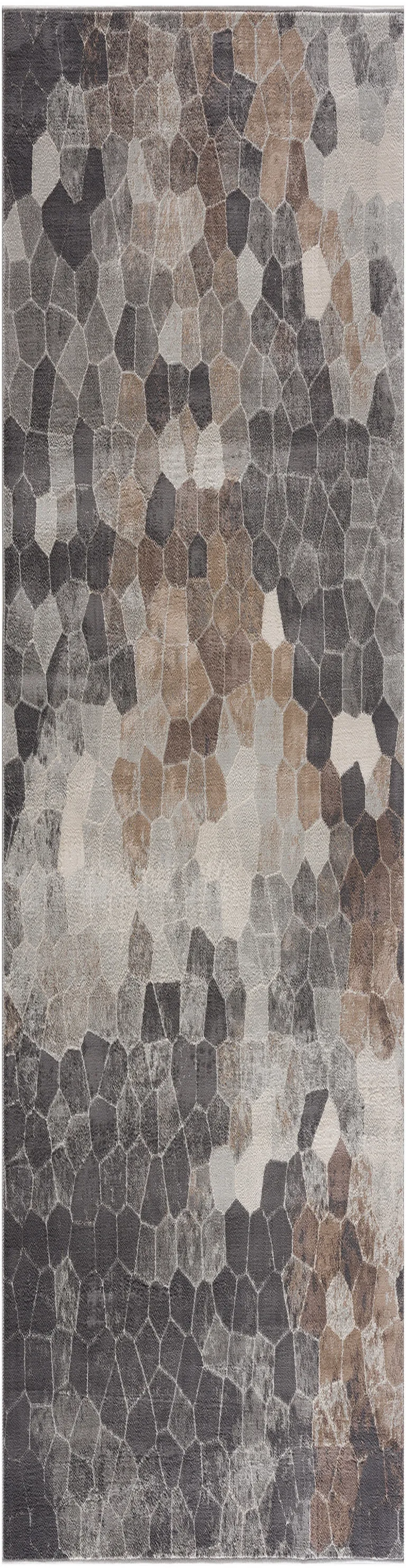 Beige Cobblestone Pattern Runner Rug Photo 5