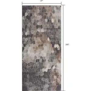 Photo of Beige Cobblestone Pattern Runner Rug