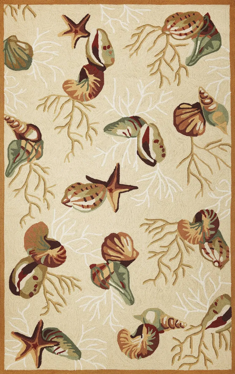 Beige Corals and Shells Area Rug Photo 1