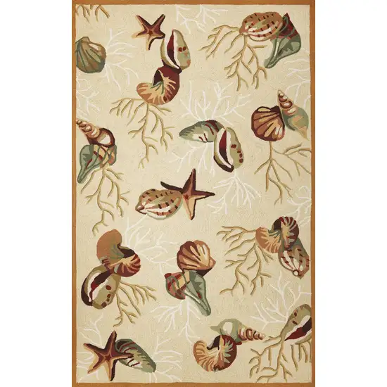 Beige Corals and Shells Area Rug Photo 1