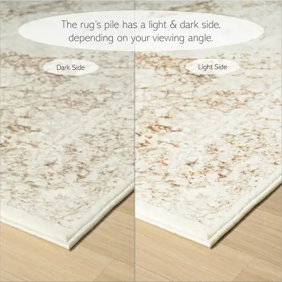 Beige Cream And Brown Damask Stain Resistant Area Rug Photo 10