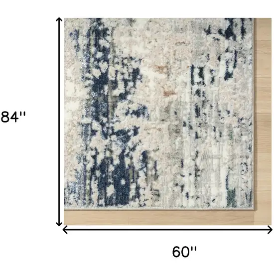 Beige Cream Blue And Gray Abstract Stain Resistant Area Rug Photo 7