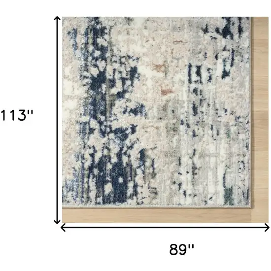 Beige Cream Blue And Gray Abstract Stain Resistant Area Rug Photo 7