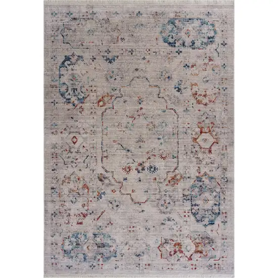 Beige Distressed Floral Area Rug Photo 1