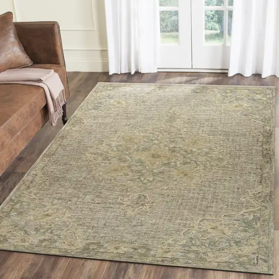 Beige Distressed Floral Area Rug Photo 8