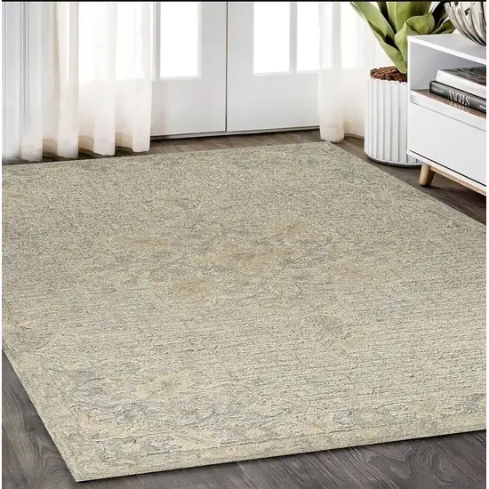 Beige Wool Handmade Area Rug Photo 1