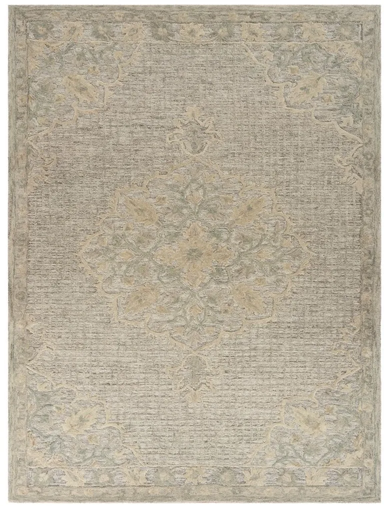 Beige Distressed Floral Area Rug Photo 1