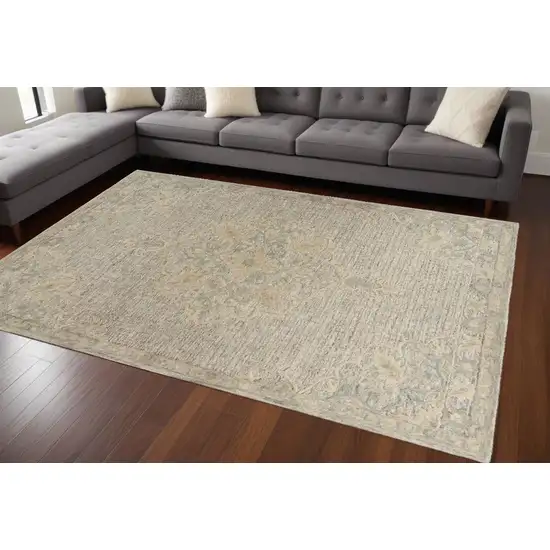 Beige Wool Handmade Area Rug Photo 1