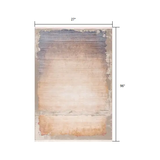 Beige Faded Sunset Runner Rug Photo 1