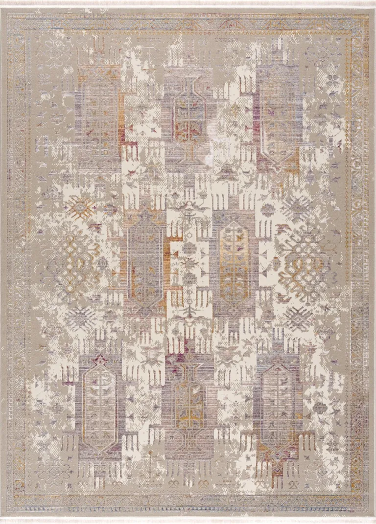 Beige Faded Tribal Motifs Area Rug Photo 3