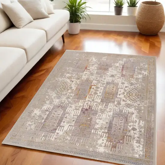 Beige Oriental Dhurrie Non Skid Area Rug Photo 1