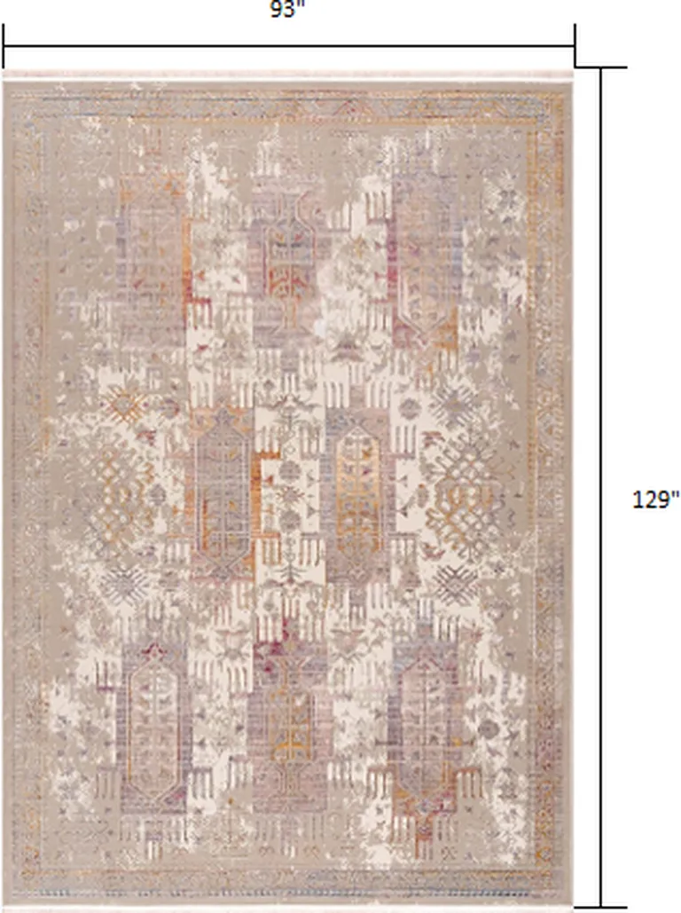 Beige Faded Tribal Motifs Area Rug Photo 1