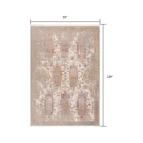 Beige Faded Tribal Motifs Area Rug Photo 2