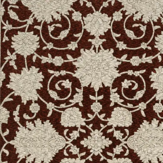 Beige Floral Area Rug With Fringe Photo 8