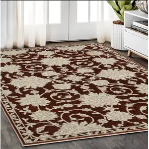 Photo of Beige Floral Area Rug With Fringe