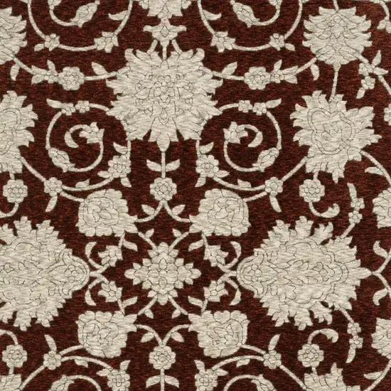 Beige Floral Area Rug With Fringe Photo 8