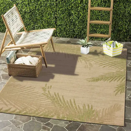 Beige Floral Indoor Outdoor Area Rug Photo 6