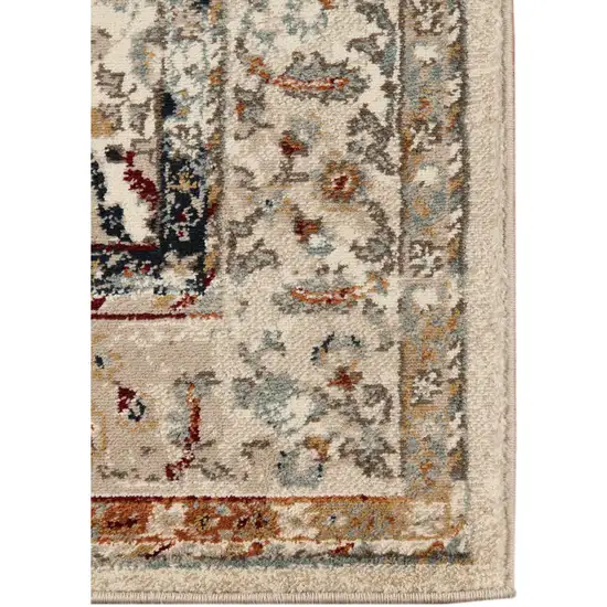 Beige Floral Medallion Power Loom Area Rug Photo 2