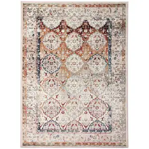 Photo of Beige Floral Medallion Power Loom Area Rug