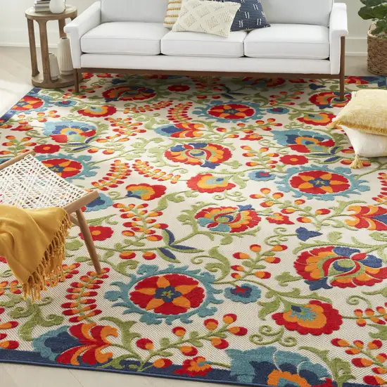 Beige Floral Power Loom Area Rug Photo 8