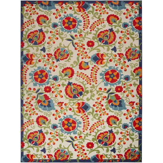 Beige Floral Power Loom Area Rug Photo 1