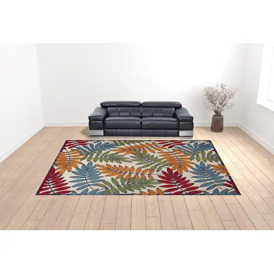 Beige Floral Power Loom Area Rug Photo 2