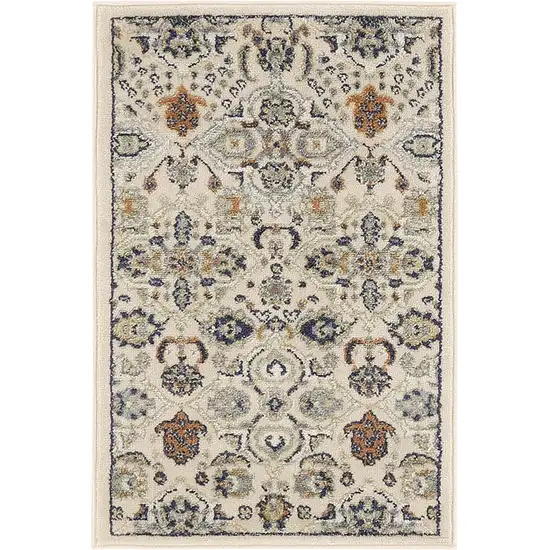 Beige Floral Power Loom Area Rug Photo 2