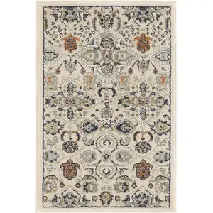 Photo of Beige Floral Power Loom Area Rug