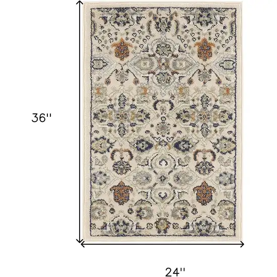 Beige Floral Power Loom Area Rug Photo 3