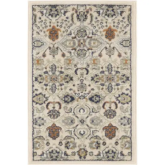 Beige Floral Power Loom Area Rug Photo 5