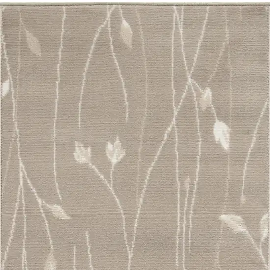 Beige Floral Power Loom Runner Rug Photo 6