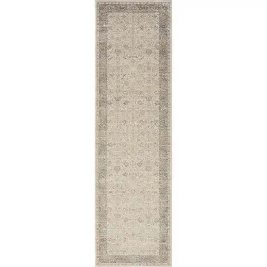 Beige Floral Runner Rug Photo 2