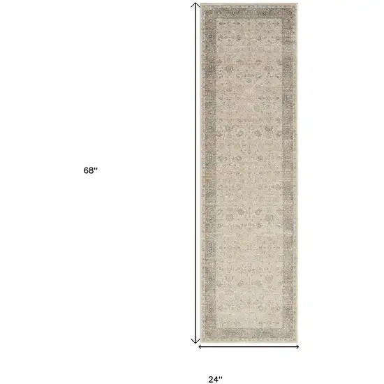 Beige Floral Runner Rug Photo 9