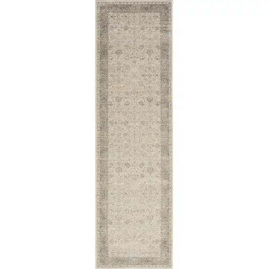 Beige Floral Runner Rug Photo 1