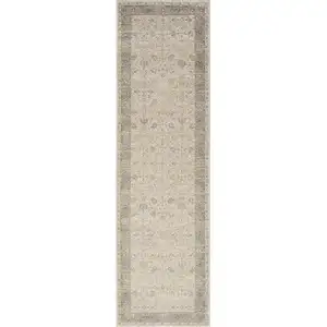 Photo of Beige Floral Runner Rug