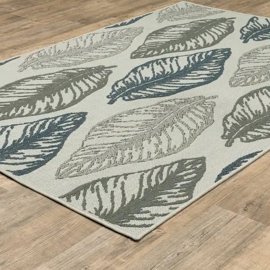 Beige Floral Stain Resistant Indoor Outdoor Area Rug Photo 3