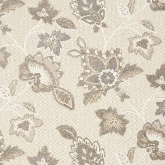 Beige Floral Stain Resistant Non Skid Area Rug Photo 3