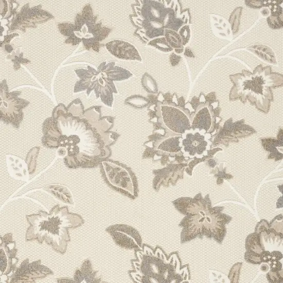 Beige Floral Stain Resistant Non Skid Area Rug Photo 4