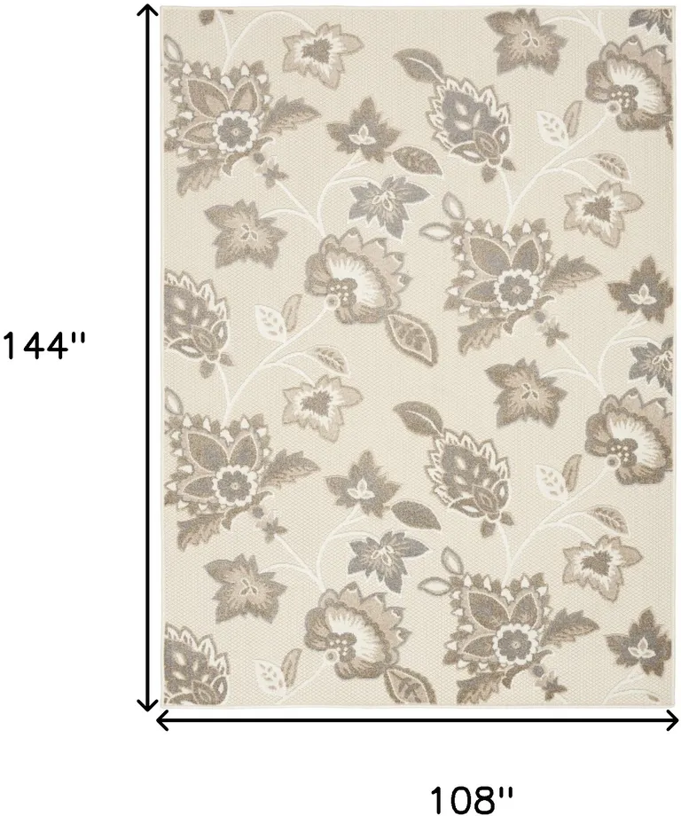 Beige Floral Stain Resistant Non Skid Area Rug Photo 5