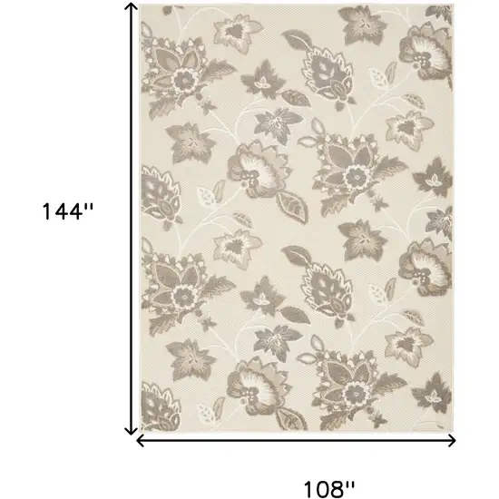 Beige Floral Stain Resistant Non Skid Area Rug Photo 5