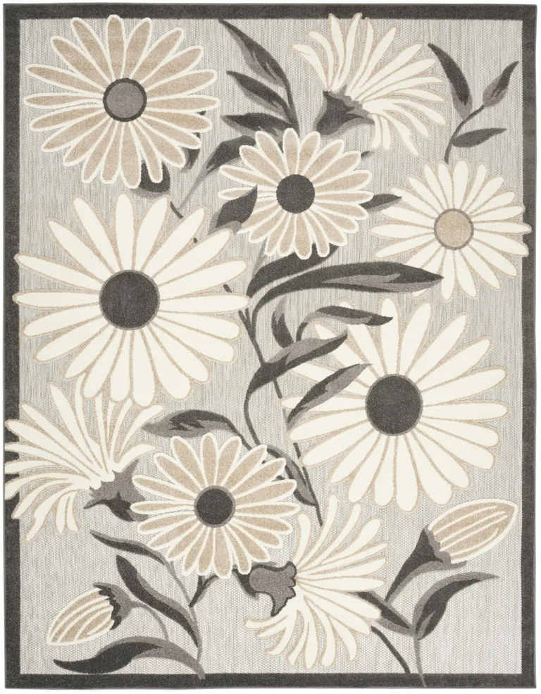 Beige Floral Stain Resistant Non Skid Area Rug Photo 1