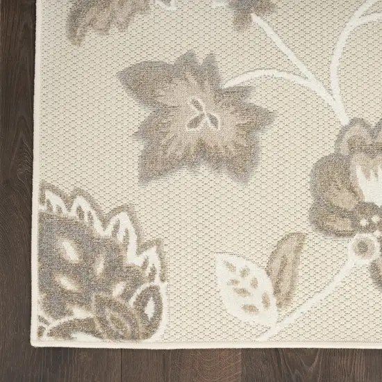 Beige Floral Stain Resistant Non Skid Area Rug Photo 3